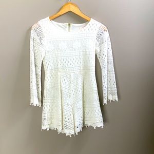 GB Girls White Lace Long Sleeve Romper